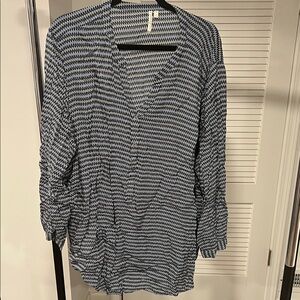 grand & greene Blue and White Chevron Button-Front Tunic